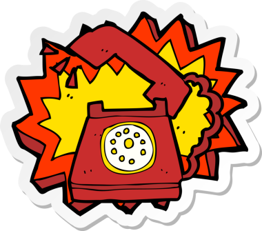 Bir insan tarafından çizilmiş telefon çalan çizgi film etiketi.