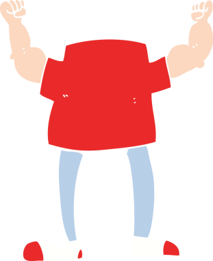 Bir insan tarafından çizilmiş başsız bir adamın düz renk çizimi