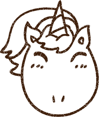 Bir insan tarafından çizilmiş tek boynuzlu at yüzlü kömür.