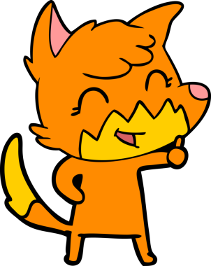 Bir insan tarafından çizilmiş mutlu çizgi film tilkisi.