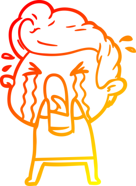 Bir insan tarafından çizilmiş, ağlayan bir çizgi film karakteri.