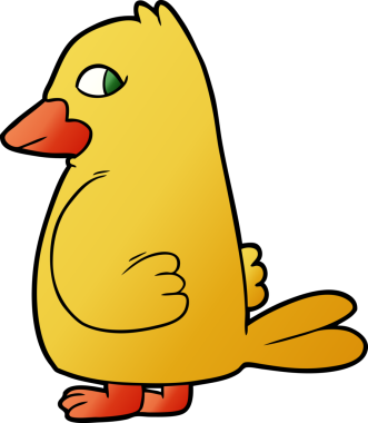 Bir insan tarafından çizilmiş çizgi film kuşu.