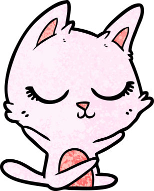 Bir insan tarafından çizilmiş sakin çizgi film kedisi.