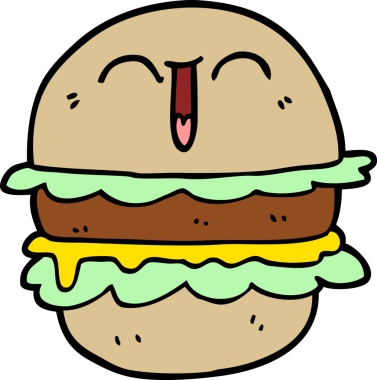 Bir insan tarafından çizilmiş el çizimi karikatür burger.