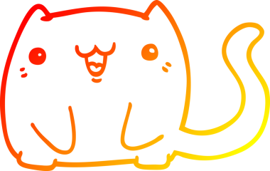 Bir insan tarafından çizilmiş çizgi film kedisinin sıcak çizgi çizimi