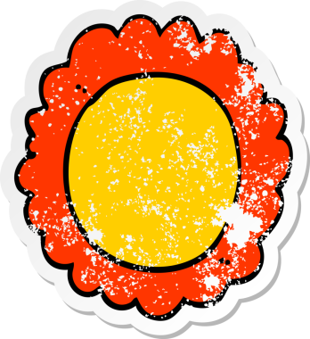 Bir insan tarafından çizilmiş karikatür çiçeğinin sıkıntılı çıkartması