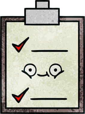 Bir insan tarafından çizilmiş kontrol listesinin retro grunge desen karikatürü