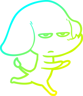 Bir insan tarafından çizilmiş soğuk bir çizgi film filinin çizimi.