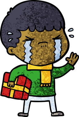 Bir insan tarafından çizilmiş ağlayan çizgi film adamı.