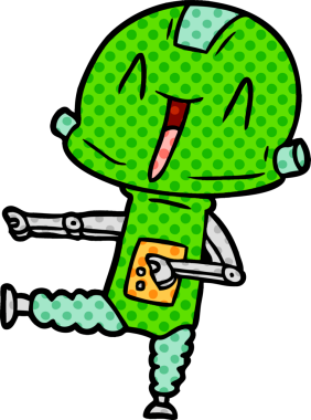 Bir insan tarafından çizilmiş çizgi film robotu