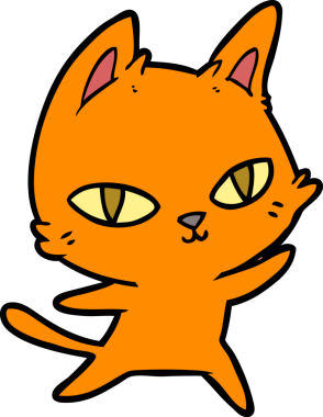 Bir insan tarafından çizilmiş çizgi film kedisi.