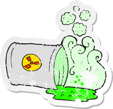 Bir insan tarafından çizilmiş nükleer atığın gerilimli retro yapıştırması.