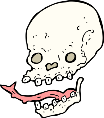 Bir insan tarafından çizilmiş ürkütücü bir kafatası.