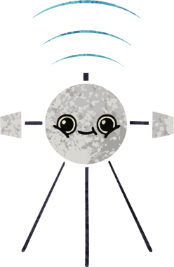 Bir insan tarafından çizilmiş bir uydunun retro çizim tarzı karikatürü