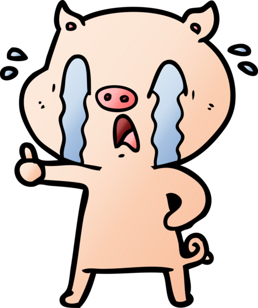 Bir insan tarafından çizilmiş ağlayan domuz çizgi filmi.
