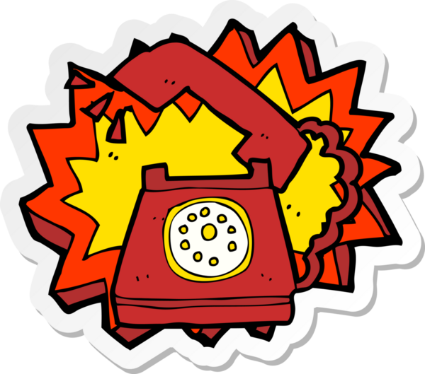 Bir insan tarafından çizilmiş telefon çalan çizgi film etiketi.