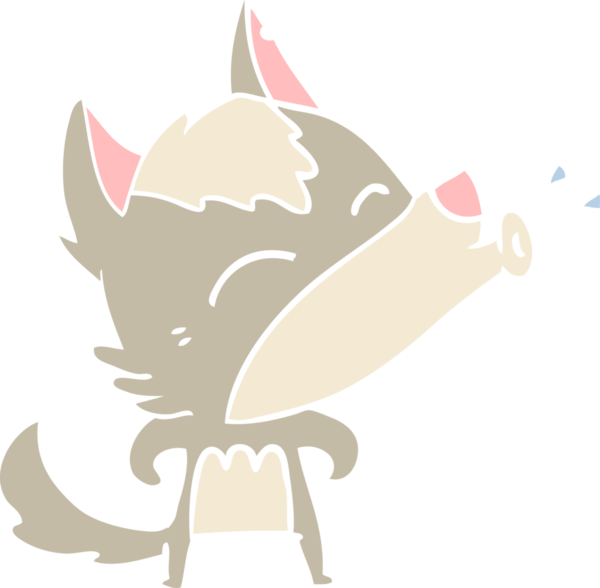 Uluyan Kurt düz renkli çizgi film bir insan tarafından çizildi.