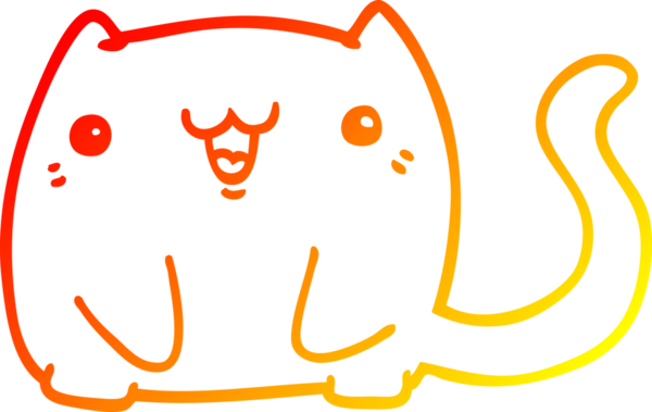 Bir insan tarafından çizilmiş çizgi film kedisinin sıcak çizgi çizimi