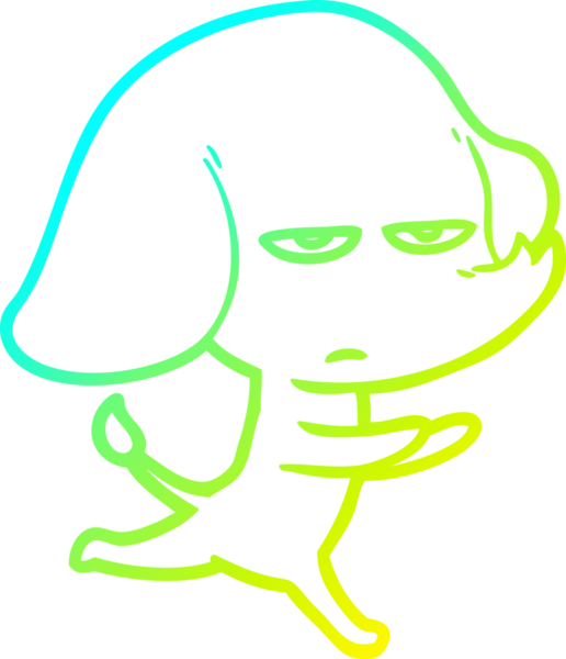 Bir insan tarafından çizilmiş soğuk bir çizgi film filinin çizimi.