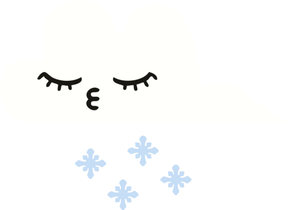 Bir insan tarafından çizilmiş bir kar bulutunun düz renkli retro karikatürü