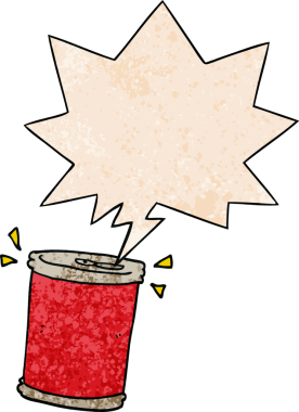 bir insan tarafından çizilmiş eski moda konuşma baloncuklu karikatür soda kutusu.