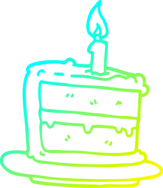 Bir insan tarafından çizilmiş bir doğum günü pastasının soğuk gradyan çizimi