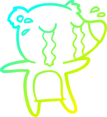 Bir insan tarafından çizilmiş ağlayan bir ayının soğuk çizgi çizimi.