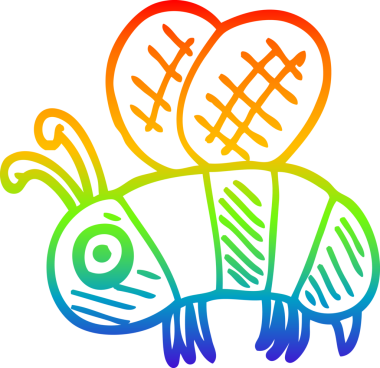 gökkuşağı gradyan çizgi çizimi bir insan tarafından çizilmiş endişeli bir arı