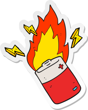 Bir insan tarafından çizilmiş yanan bir bataryanın çıkartması.