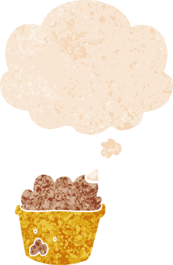 Düşünce baloncuklu karikatür saksısı grunge sıkıntılı retro desenli bir insan tarafından çizilmiş