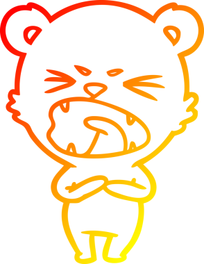 Bir insan tarafından çizilmiş kızgın bir kutup ayısının sıcak çizgi çizimi