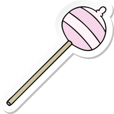 Bir insan tarafından çizilmiş garip bir el lolipopunun çıkartması.