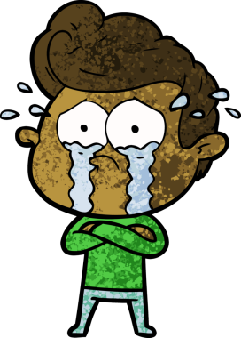 Bir insan tarafından çizilmiş ağlayan bir karikatür.