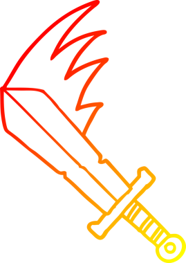 Bir insan tarafından çekilen sallanan bir kılıcın sıcak çizgi çizgisi.