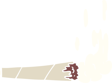 Bir insan tarafından çizilmiş düz renkli marihuana çizimi.