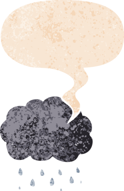 karikatür bulutu yağmur gibi yağıyor grunge içinde sıkıntılı retro desen tarzı bir insan tarafından çizilmiş