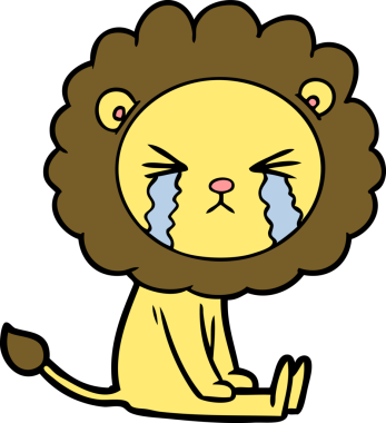 Bir insan tarafından çizilmiş ağlayan bir aslan.