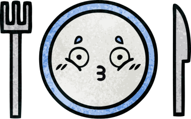 Bir insan tarafından çizilmiş yemek tabağının retro grunge deseni.