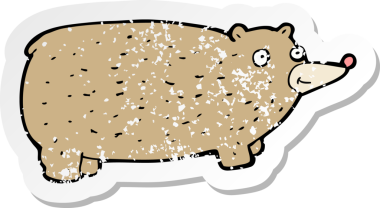 Bir insan tarafından çizilmiş komik bir çizgi film ayısının gerilimli çıkartması.