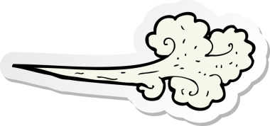 Bir insan tarafından çizilmiş karikatür rüzgarı çıkartması.