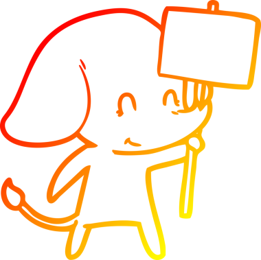 Bir insan tarafından çizilmiş tabelası olan sevimli bir fil çizimi.