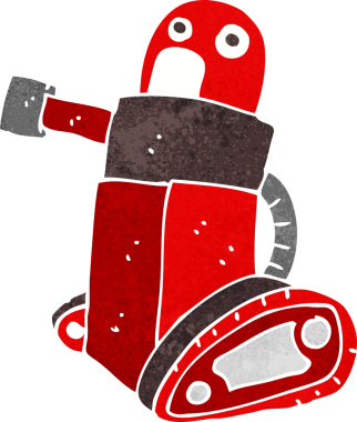 bir insan tarafından çizilmiş karikatür tankı robotu