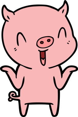 Bir insan tarafından çizilmiş mutlu çizgi film domuzu.