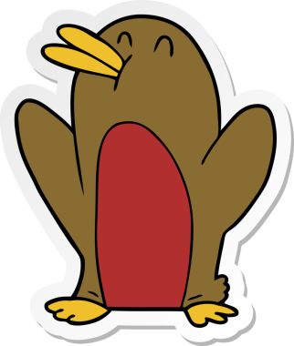 Robin 'in bir insan tarafından çizilmiş karikatür çıkartması.