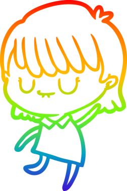 gökkuşağı gradyan çizimi bir insan tarafından çizilmiş bir karikatür kadın