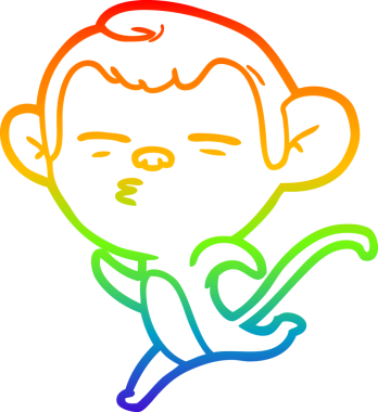 Gökkuşağı gradyan çizgi çizimi Bir insan tarafından çizilmiş şüpheli maymun