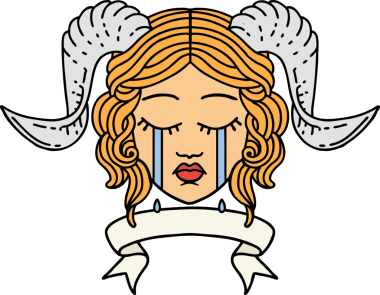 Retro Dövme Biçimi ağlama Bir insan tarafından çizilmiş parşömen pankartı ile kiremitlendirme