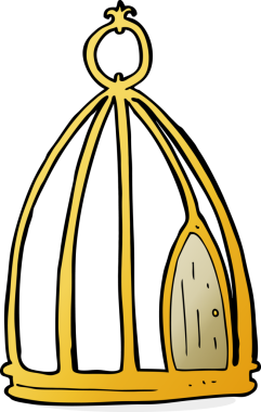 Bir insan tarafından çizilmiş bir kuş kafesi.