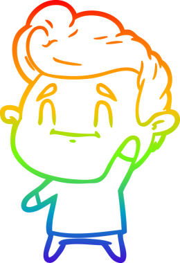 gökkuşağı gradyanı çizimi bir insan tarafından çizilmiş mutlu bir çizgi film adamı