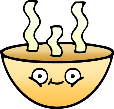 Bir insan tarafından çizilmiş sıcak çorbanın gölgeli karikatürü.